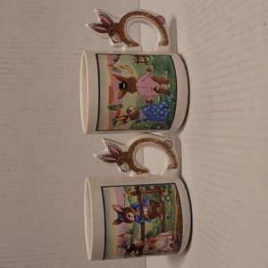 Adorable Pair of Easter Rabbit Mugs